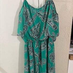 Bisou Bisou Teal Paisley Maxi Dress